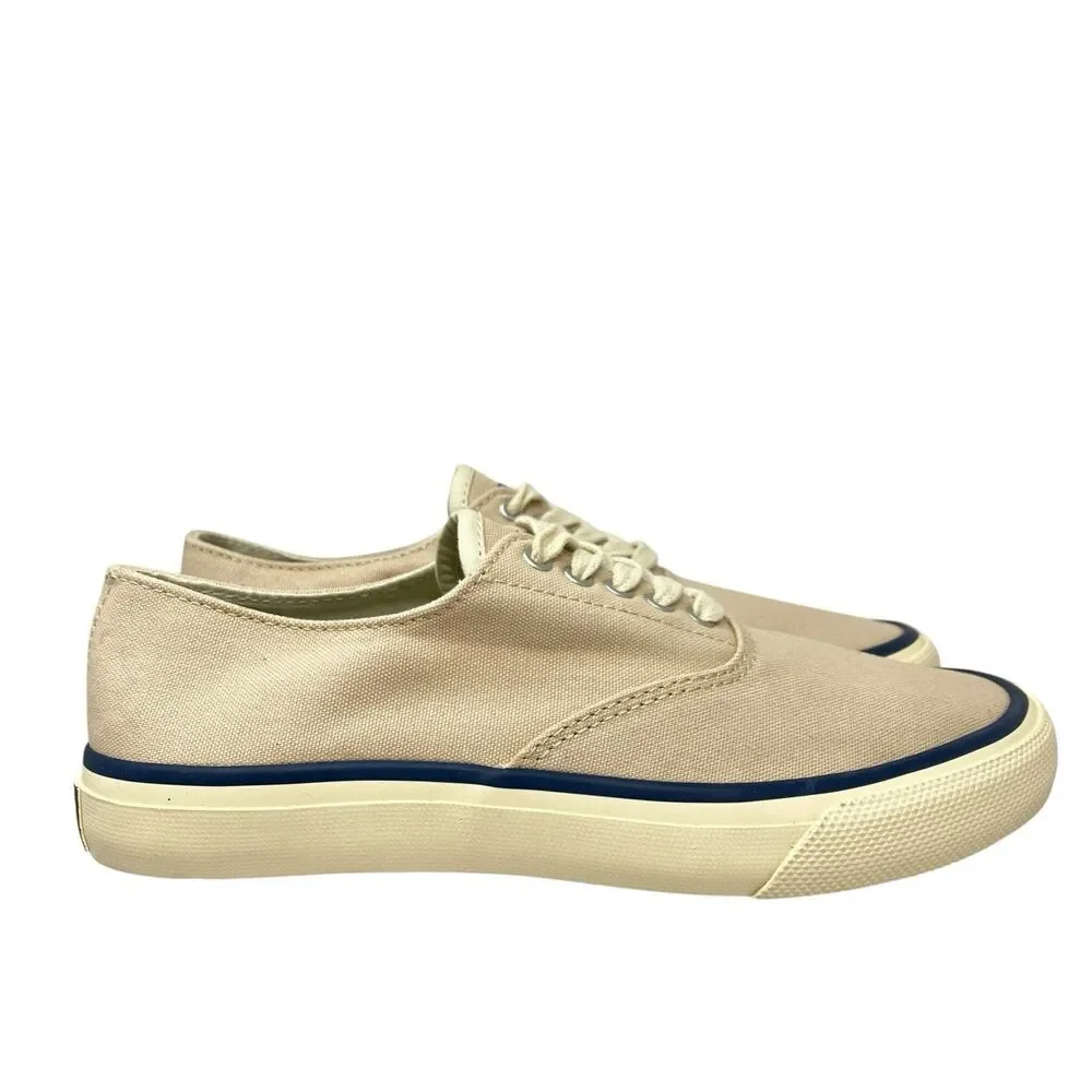Sperry Sneakers Mens‎ 7 Beige Top-Sider Canvas Lace Up Nautical Boat 13519899